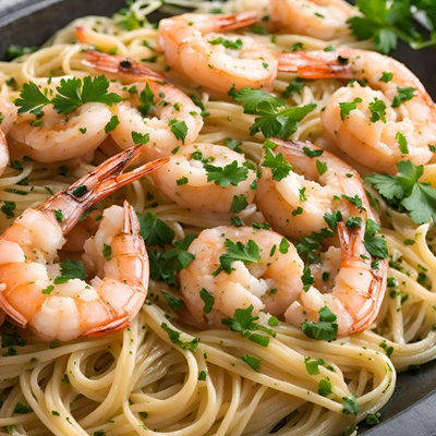Shrimp Scampi served over Linguini